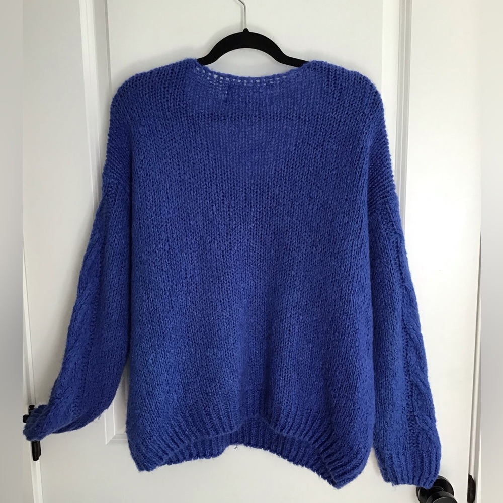 Vintage Made In Italy Studio Birkin Sweater Blue MOHAIR WOOL ACRYLIC - Picture 2 of 4